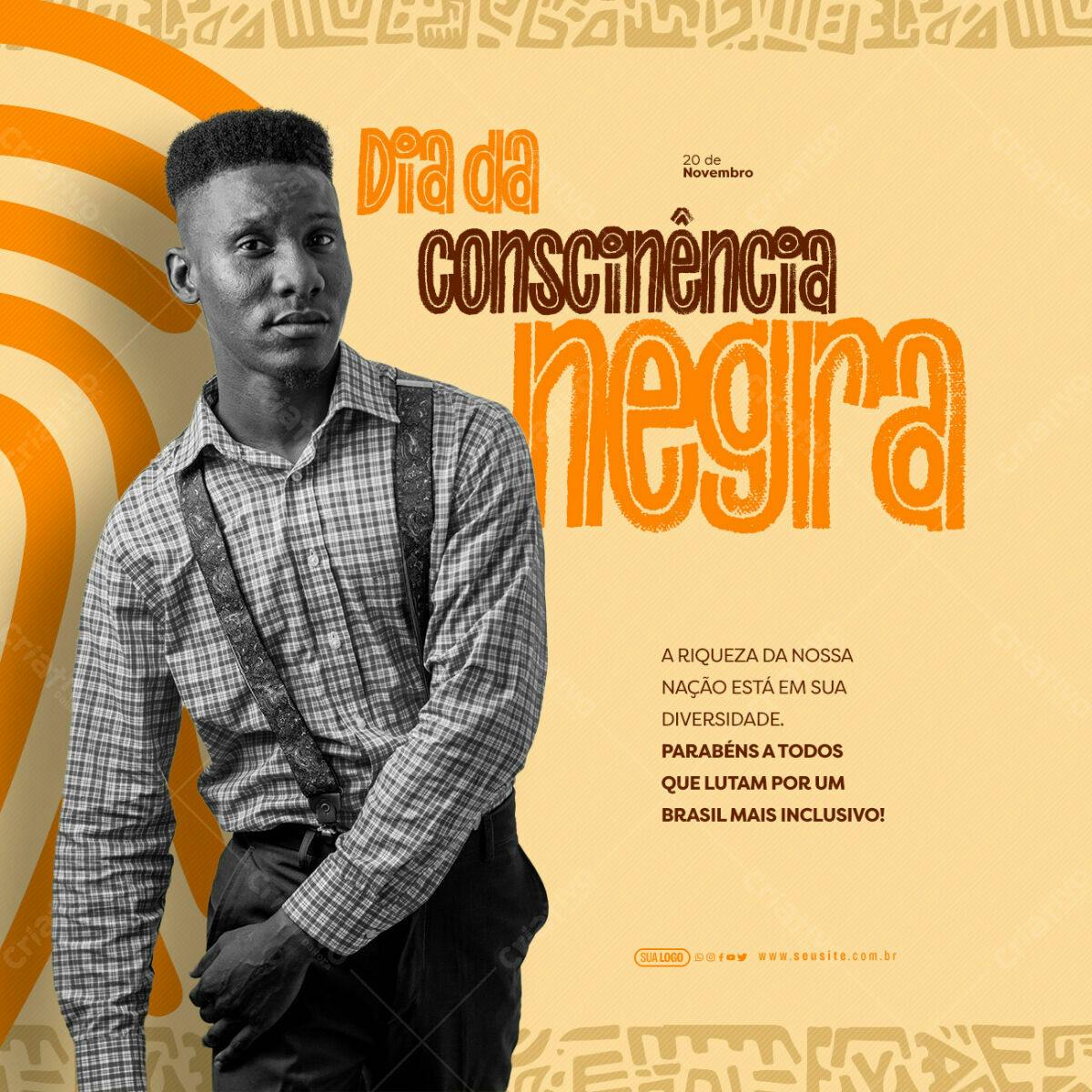 Post para Dia da Consciência Negra PSD Editável