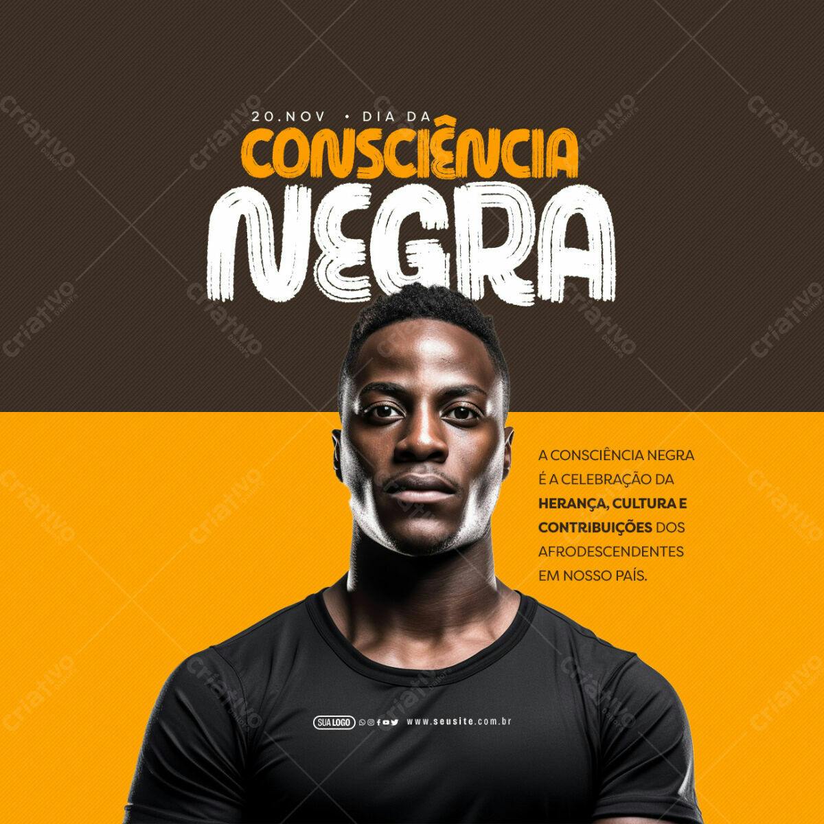 Post para Dia da Consciência Negra PSD Editável