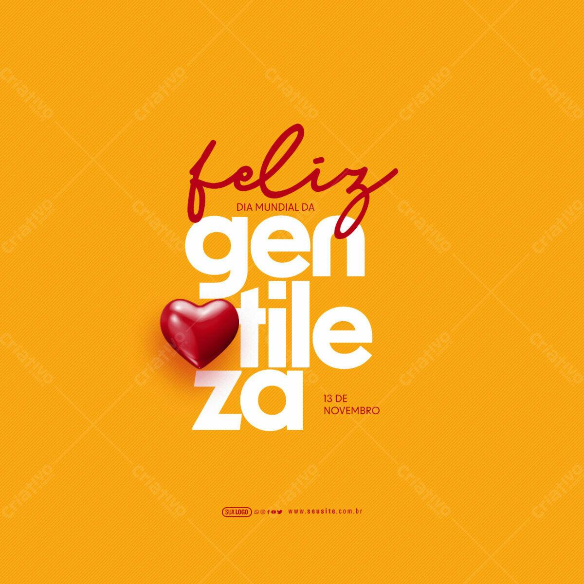 Post para o Dia Mundial da Gentileza PSD Editável