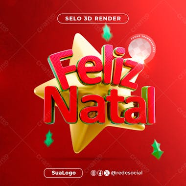 Selo 3d feliz natal