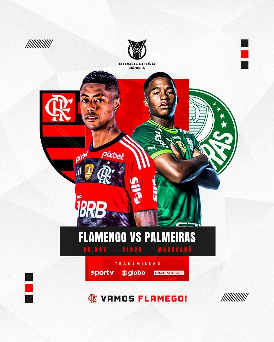 Flyer Flamengo x Palmeiras PSD Editável
