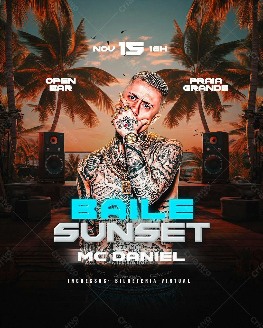 Flyer Baile Sunset MC Daniel PSD Editável
