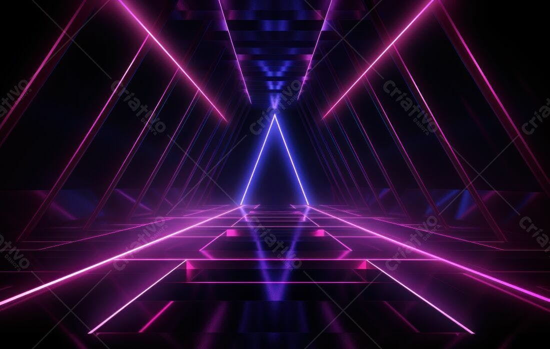 Túnel Neon Rosa e Roxo Abstrato