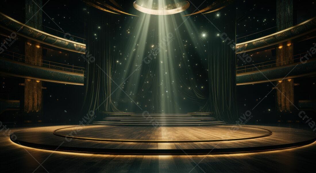 Palco iluminado em teatro luxuoso