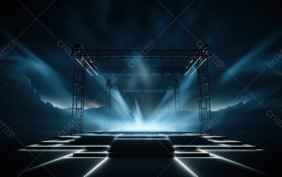 Palco iluminado ao ar livre noite