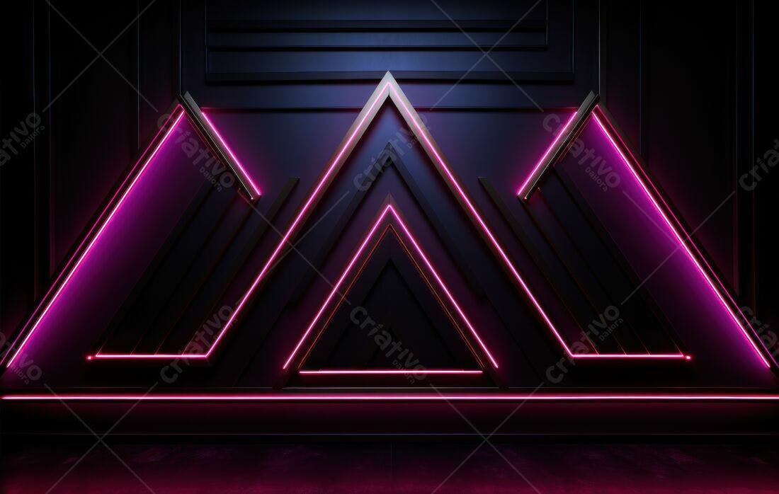 Trilângulos Neon Rosa e Dourado