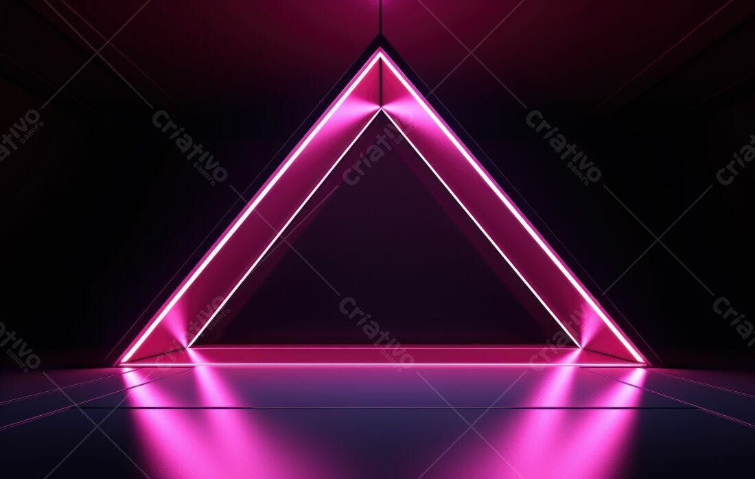 Trilho luminoso rosa néon em forma de triângulo