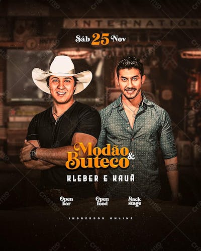 Flyer Evento Modão E Buteco Kleber e Kauã