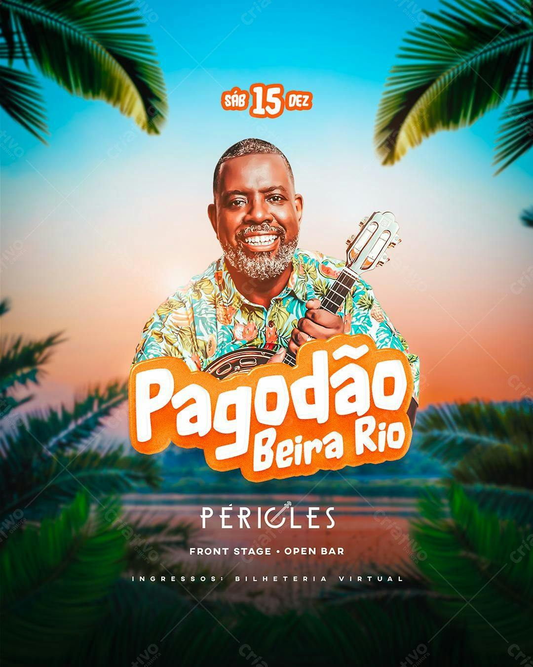 Flyer Pagodão Beira Rio com Péricles PSD Editável
