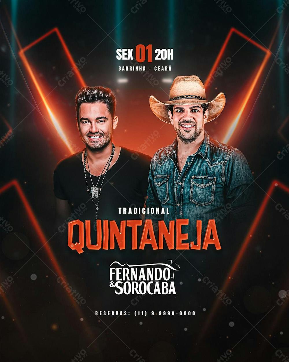 Flyer Evento Sertanejo - Quintaneja Fernando e Sorocaba psd