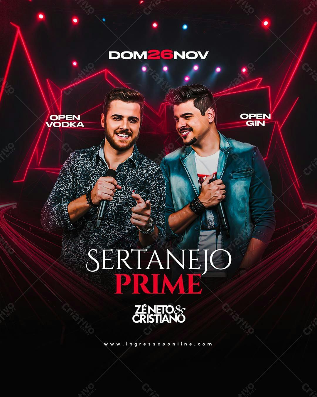 Flyer Show Sertanejo Prime Zé Neto & Cristiano PSD Editável