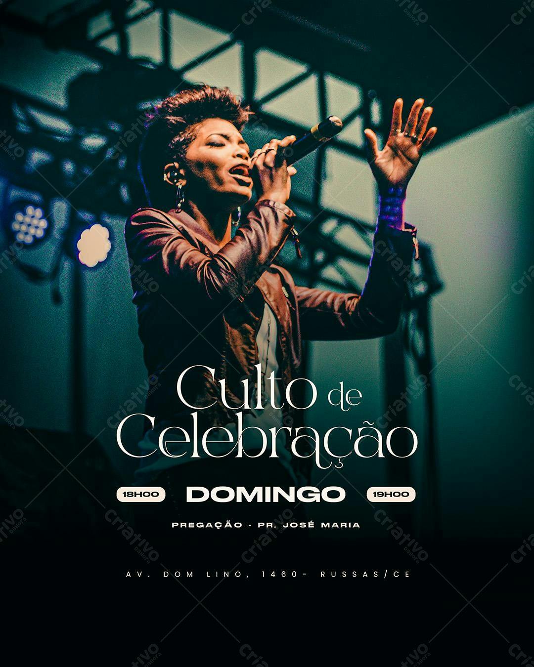 Flyer para Culto de Celebração PSD Editável