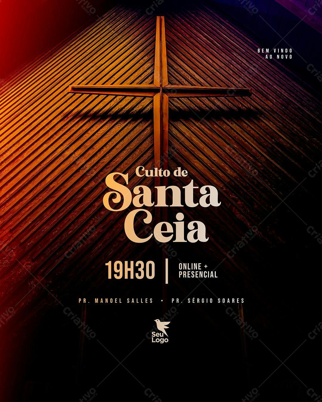 Flyer para Culto de Santa Ceia PSD Editável