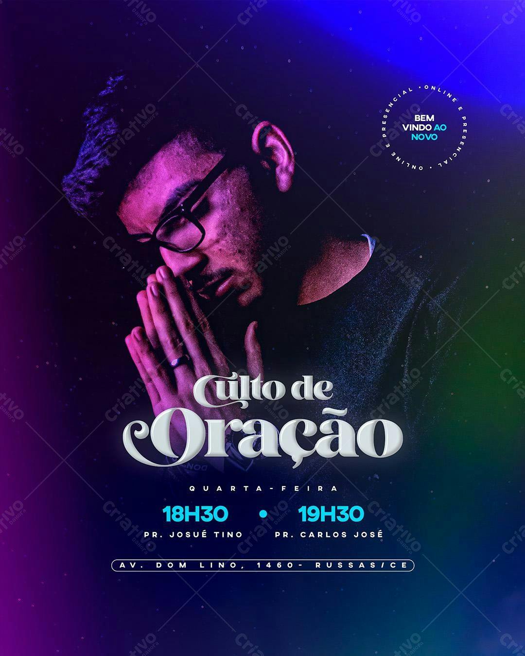 Flyer para Culto de Oração PSD Editável