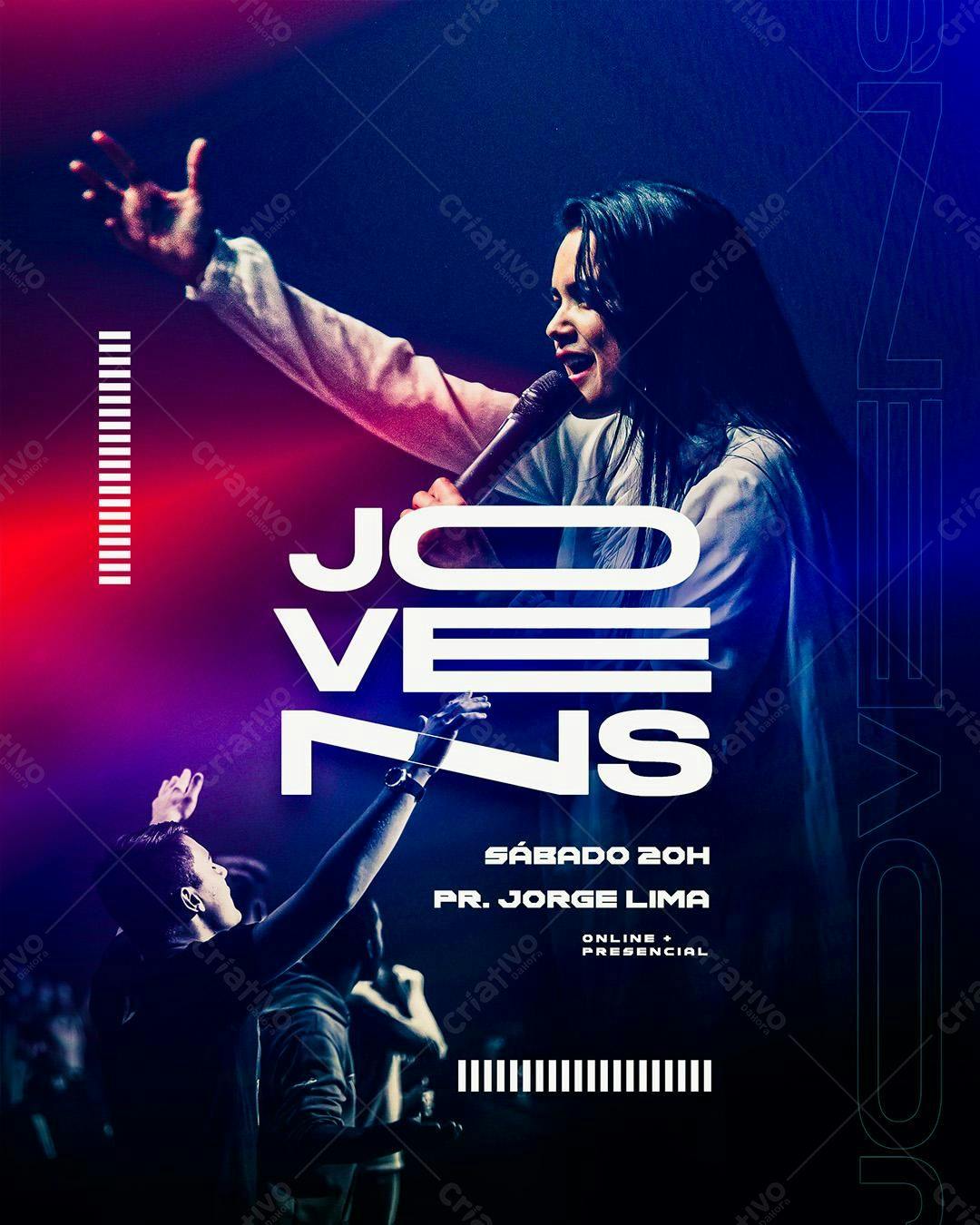 Flyer para Evento Jovem com Pr. Jorge Lima PSD Editável