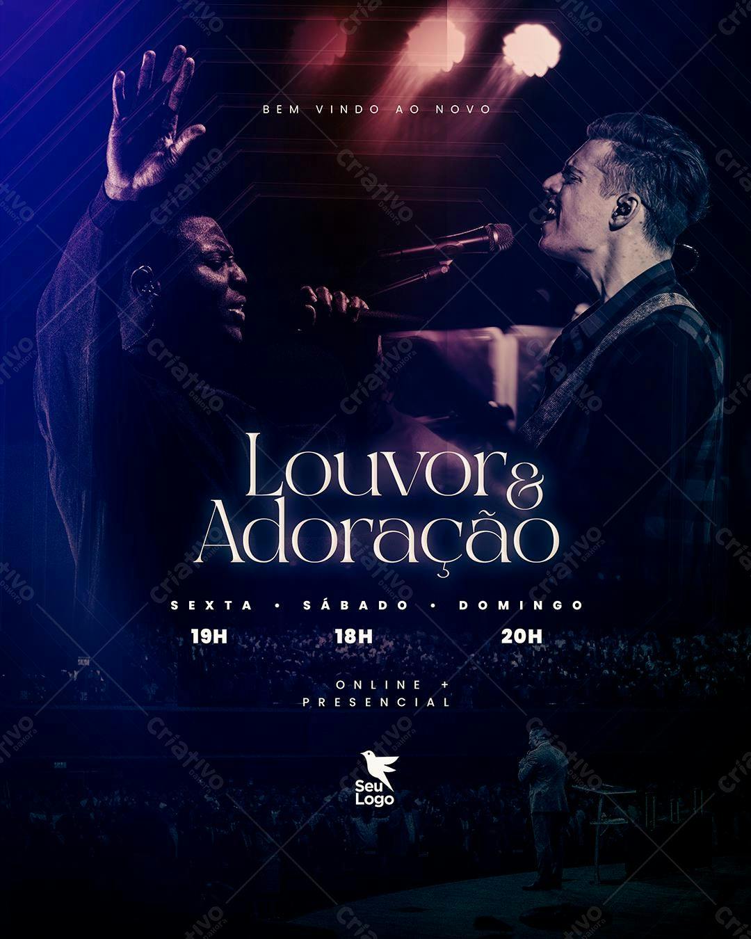 Flyer para Louvor e Adoração PSD Editável