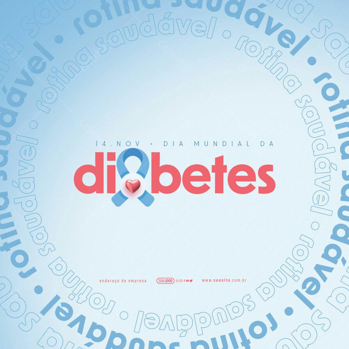 Flyer Dia Mundial da Diabetes PSD Editável