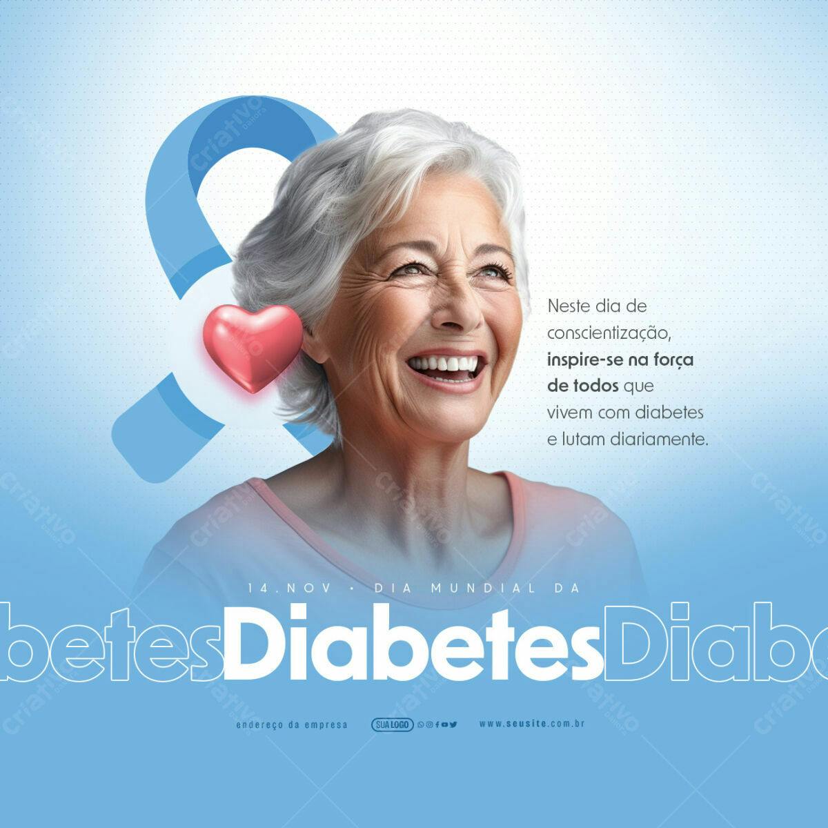 Flyer Dia Mundial do Diabetes PSD Editável