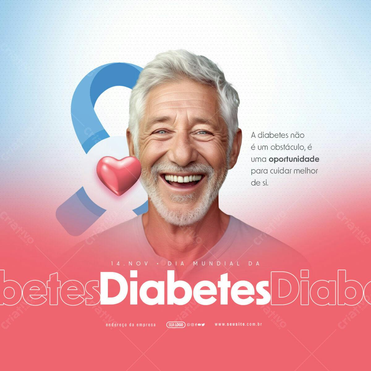 Flyer Dia Mundial do Diabetes PSD Editável