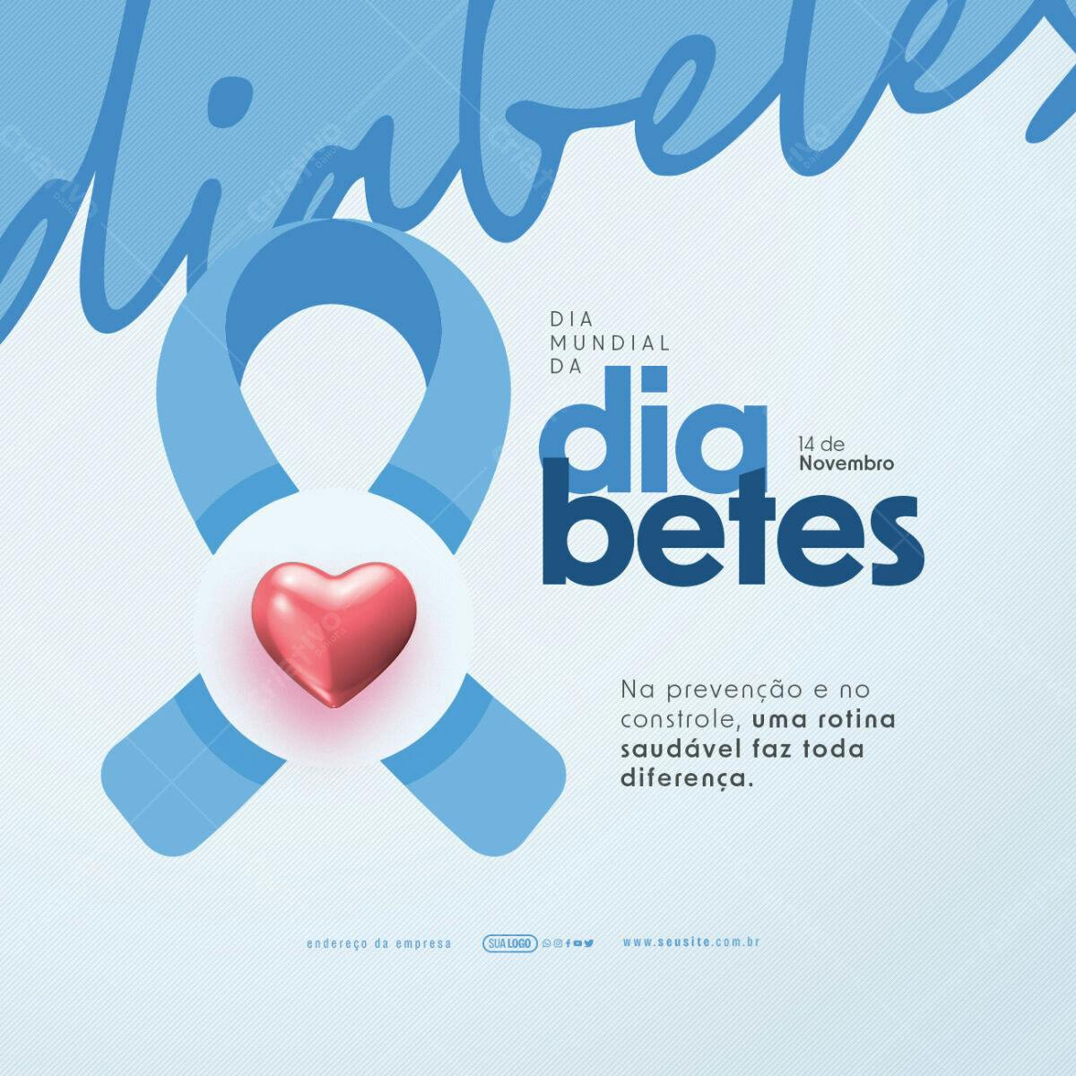 Flyer Dia Mundial do Diabetes PSD Editável