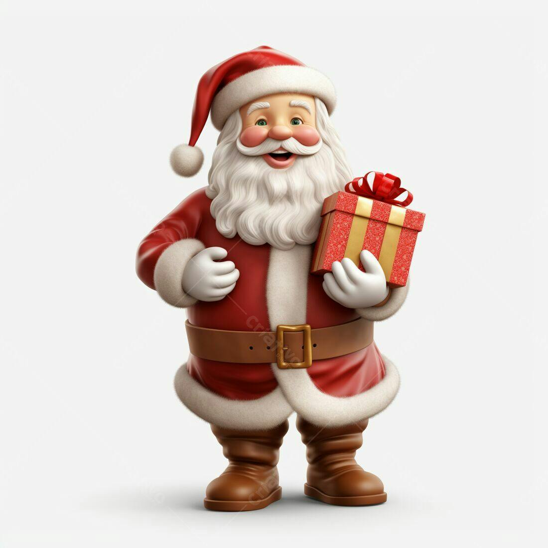 Papai Noel alegre com presente de Natal