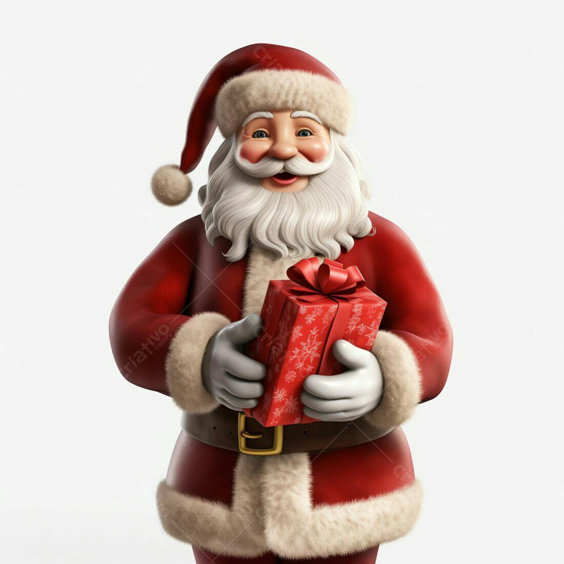 Papai Noel alegre com presente de Natal