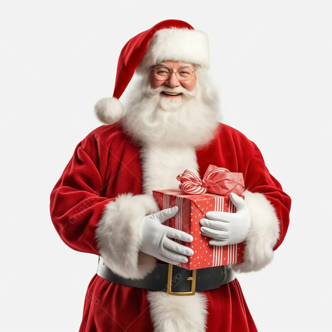 Papai Noel alegre com presente de Natal