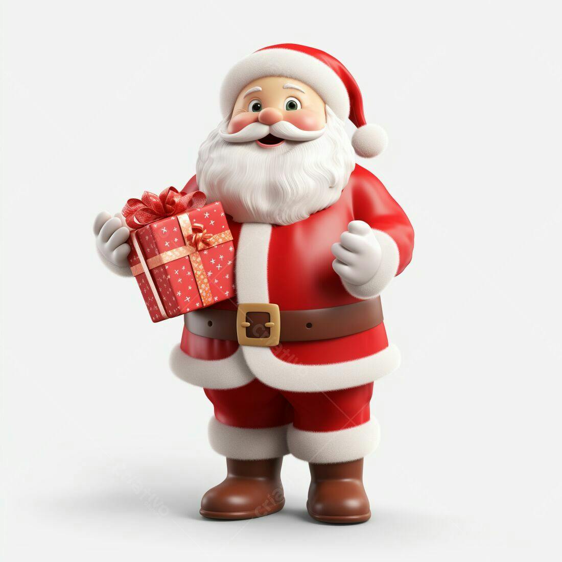 Papai Noel alegre com presente de Natal