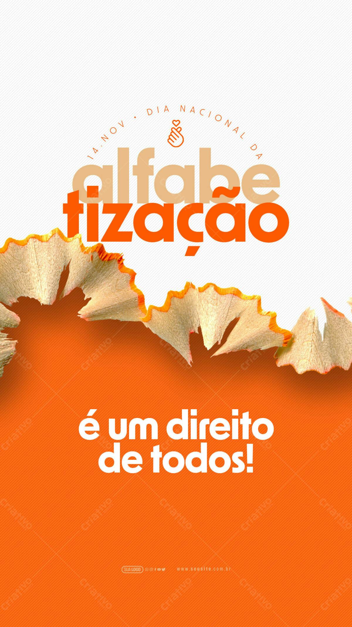 Flyer Dia Nacional da Alfabetização PSD Editável
