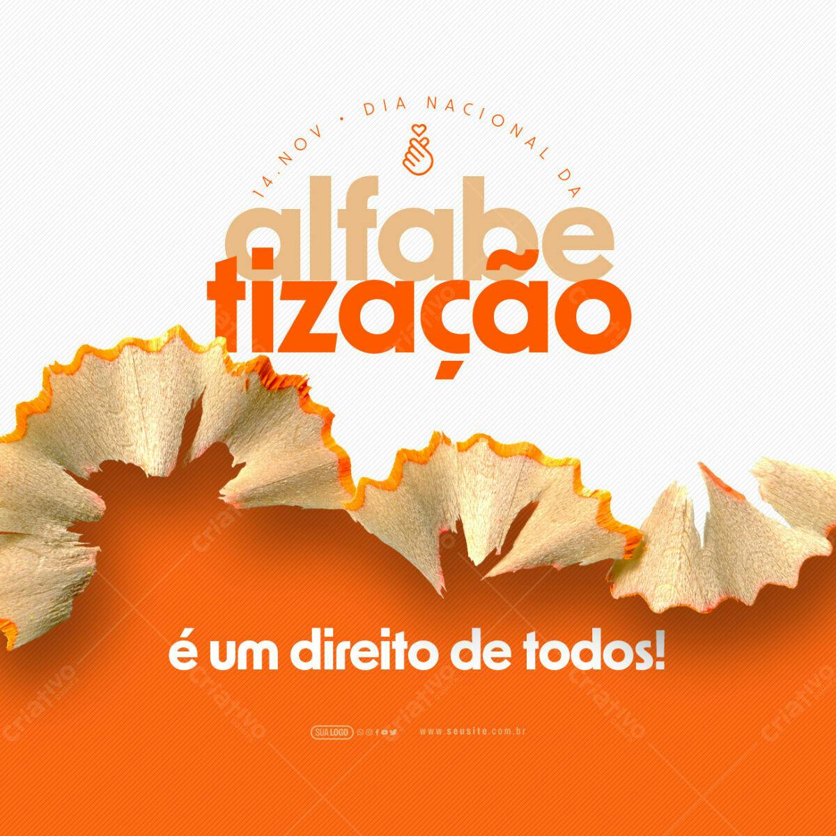 Post para o Dia Nacional da Alfabetização PSD Editável