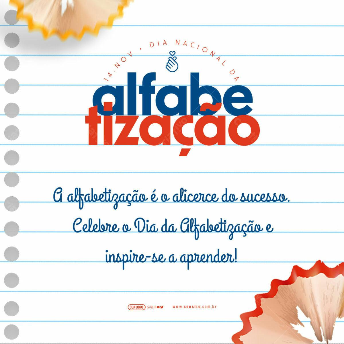 Flyer Dia Nacional da Alfabetização PSD Editável
