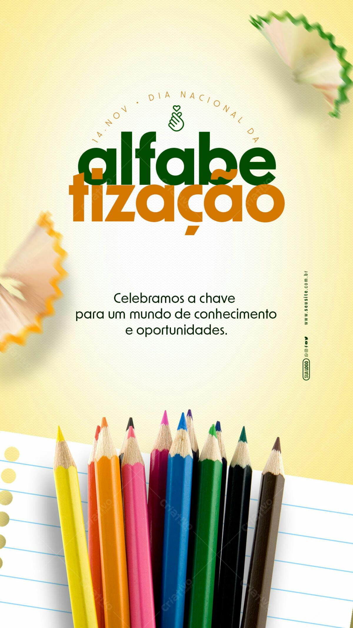Flyer Dia Nacional da Alfabetização PSD Editável
