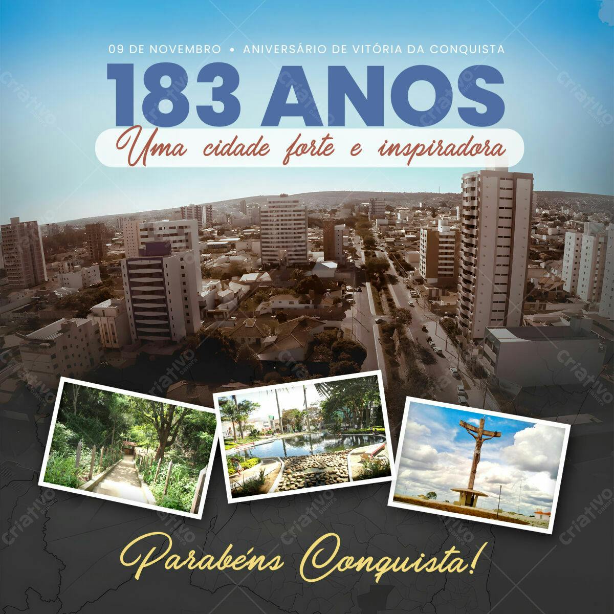 Flyer Aniversário Vitória da Conquista 183 Anos PSD Editável