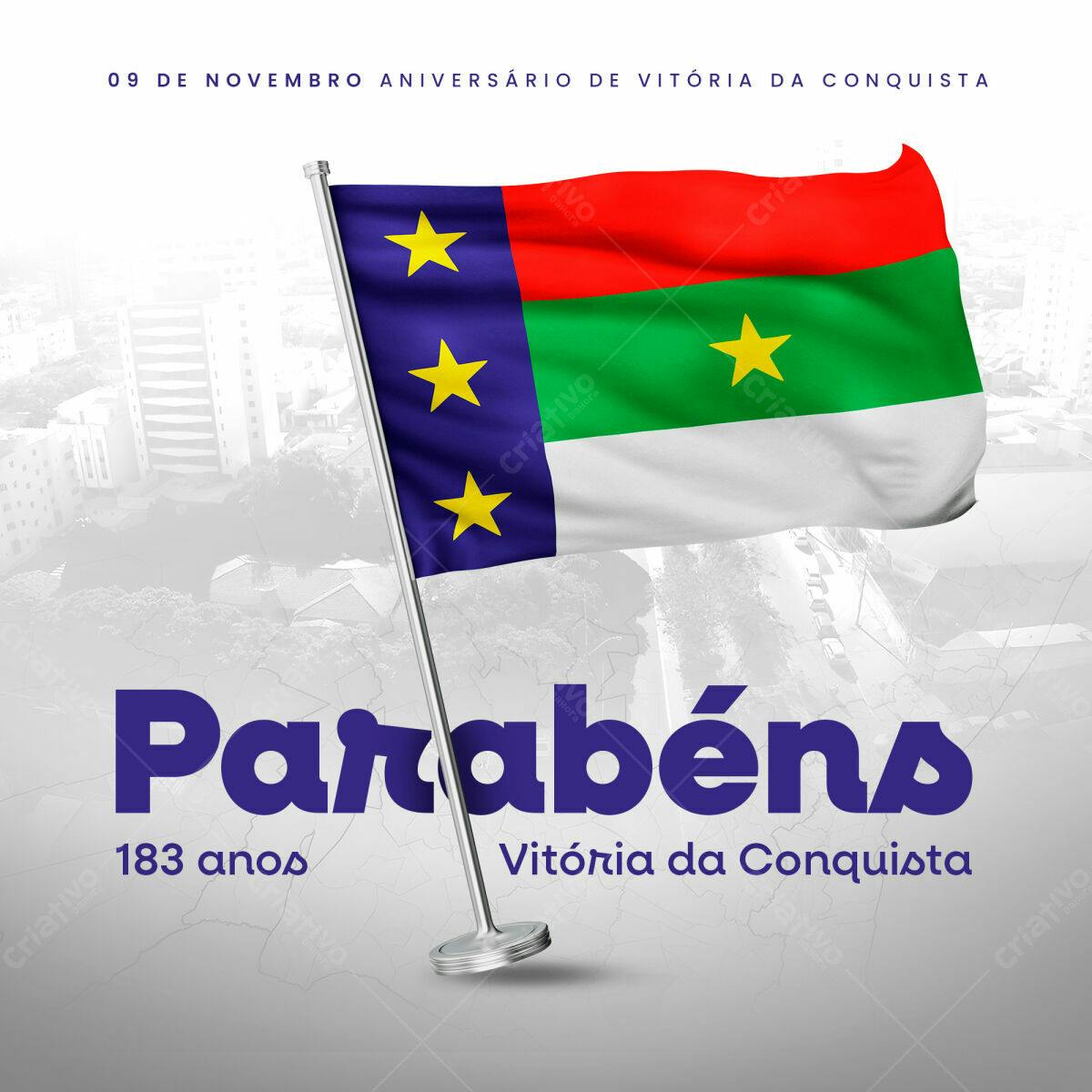 Post para Aniversário de Vitória da Conquista PSD Editável