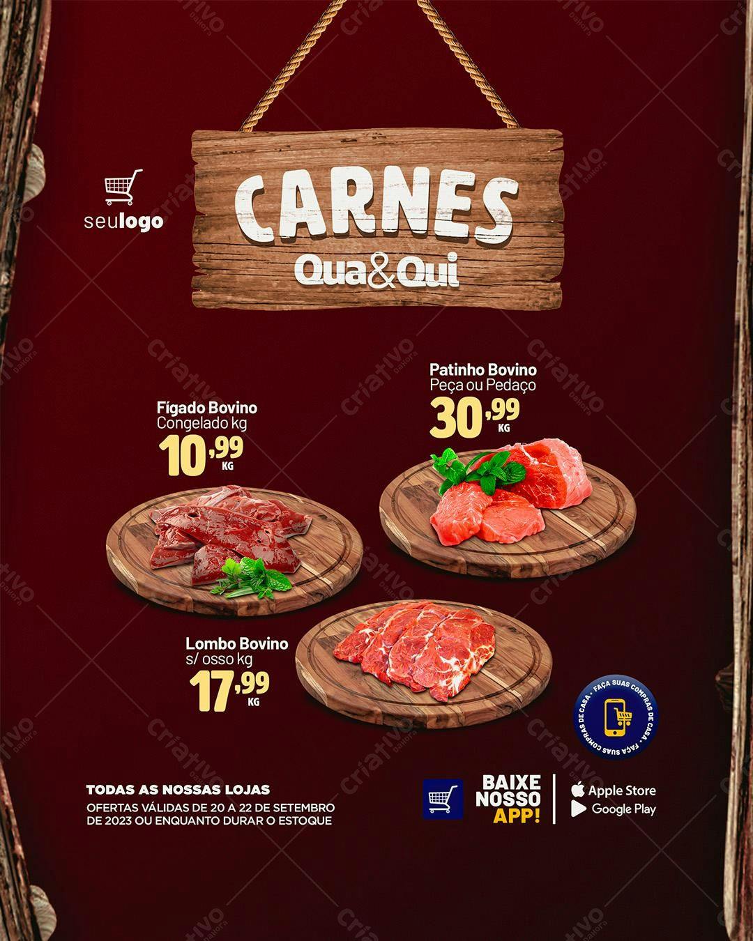 Flyer Promoção Carnes Qua&Qui PSD Editável