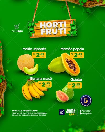 Social Media Hortifruti Supermercado psd editável