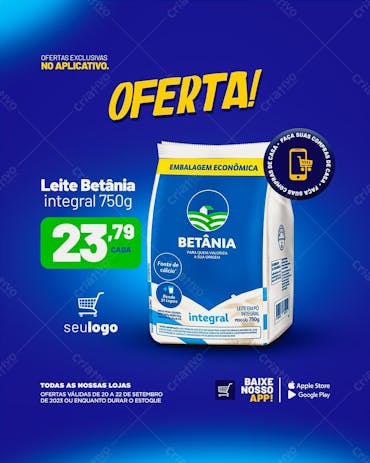 Social Media Leite Betania Supermercado Psd
