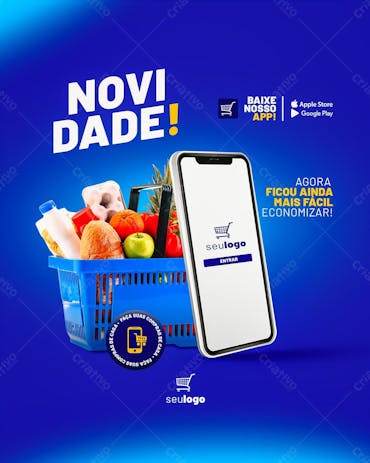 Social Media App Supermercado Psd