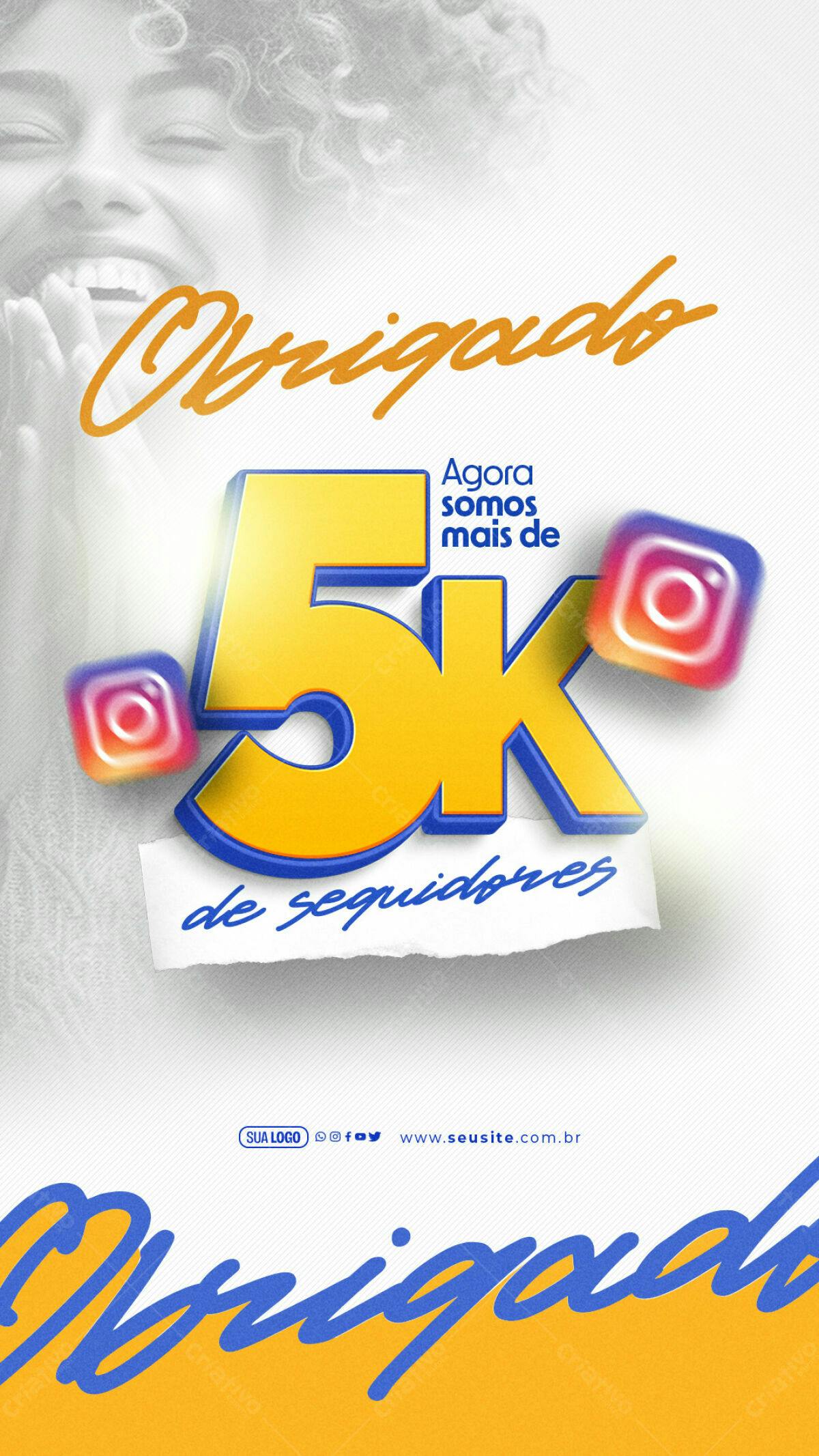 Post de Agradecimento 5k Seguidores Instagram PSD Editável