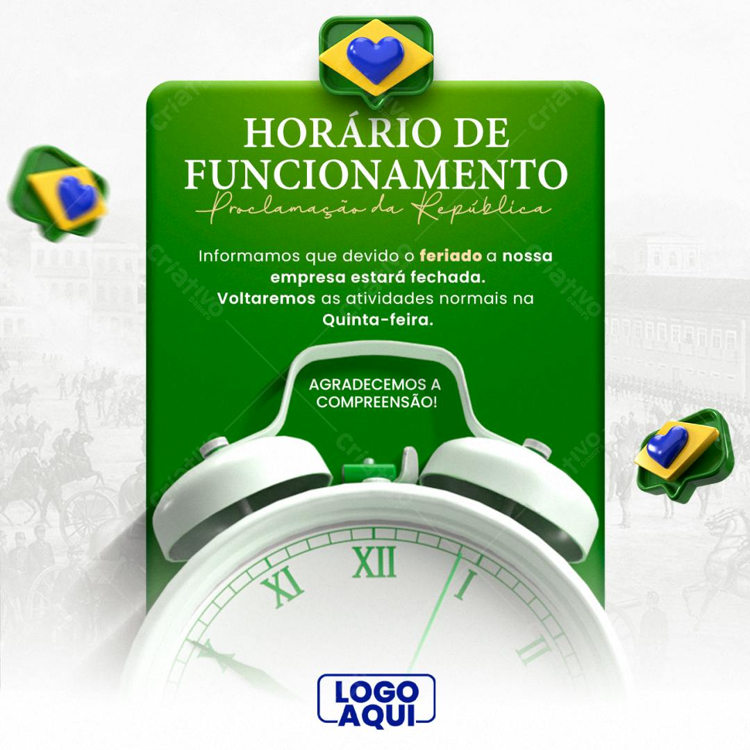 PSD para Feriado da Proclamação da República PSD Editável