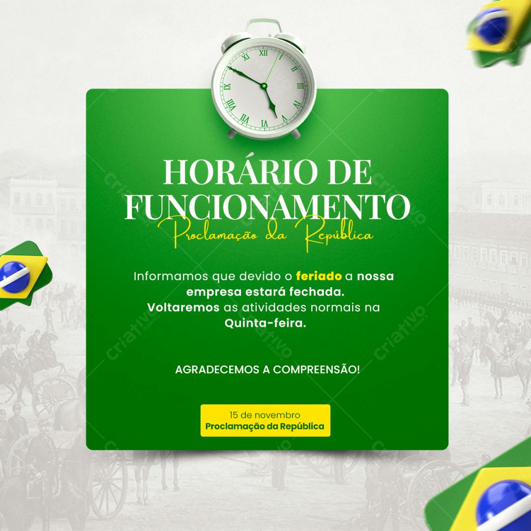 Post para Feriado Proclamação da República PSD Editável