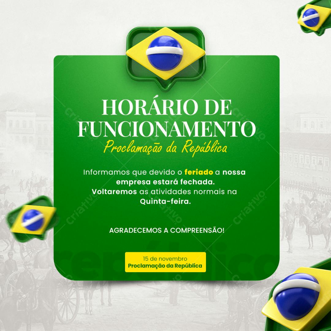 Post para Feriado da Proclamação da República PSD Editável