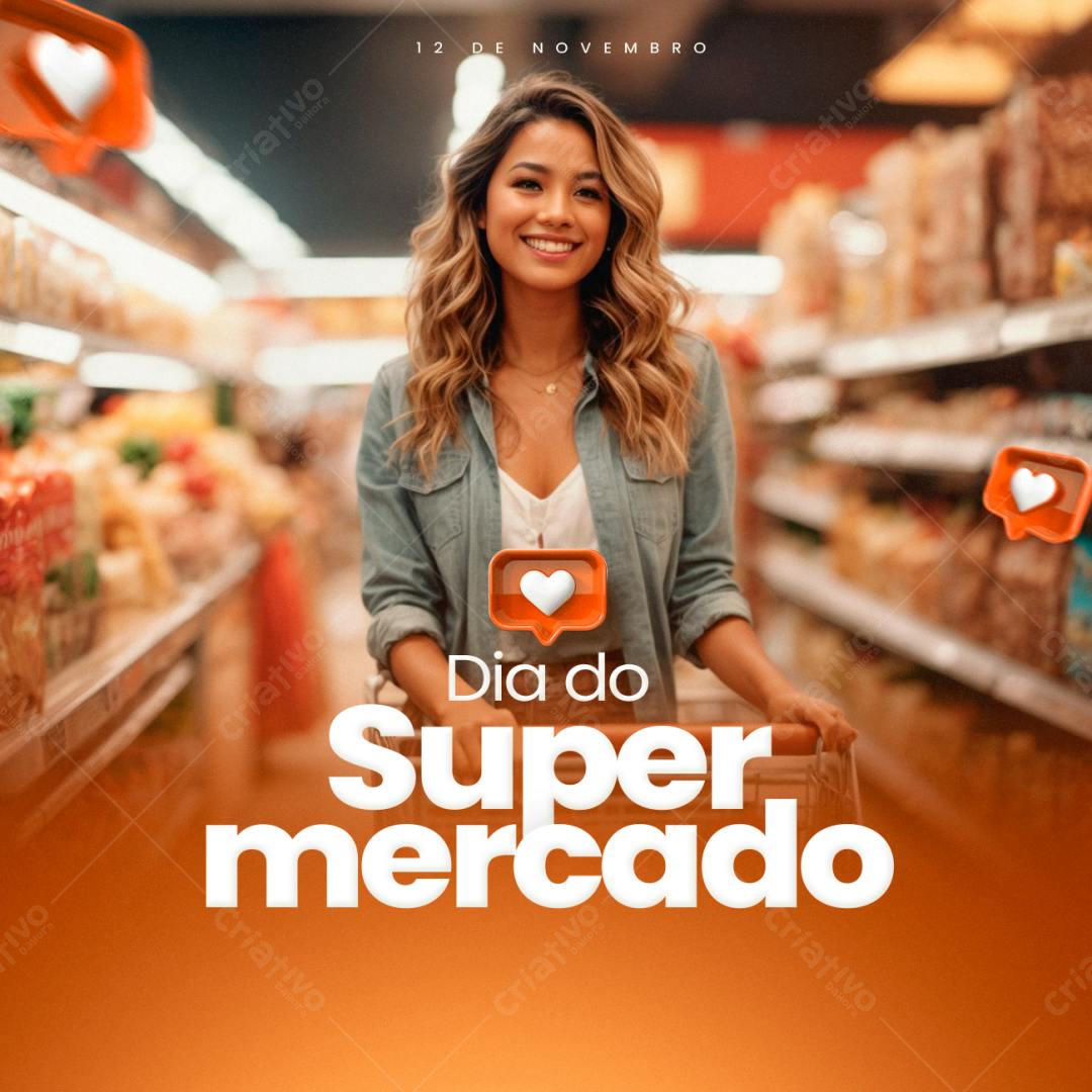 Post para o Dia do Supermercado PSD Editável