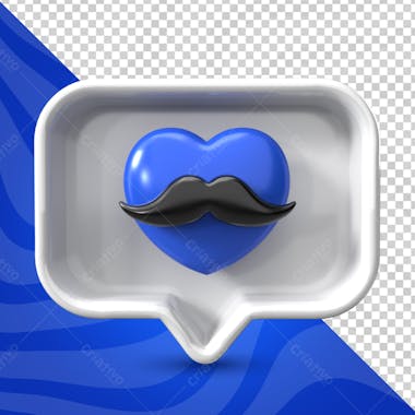 Coração novembro azul selo 3d png