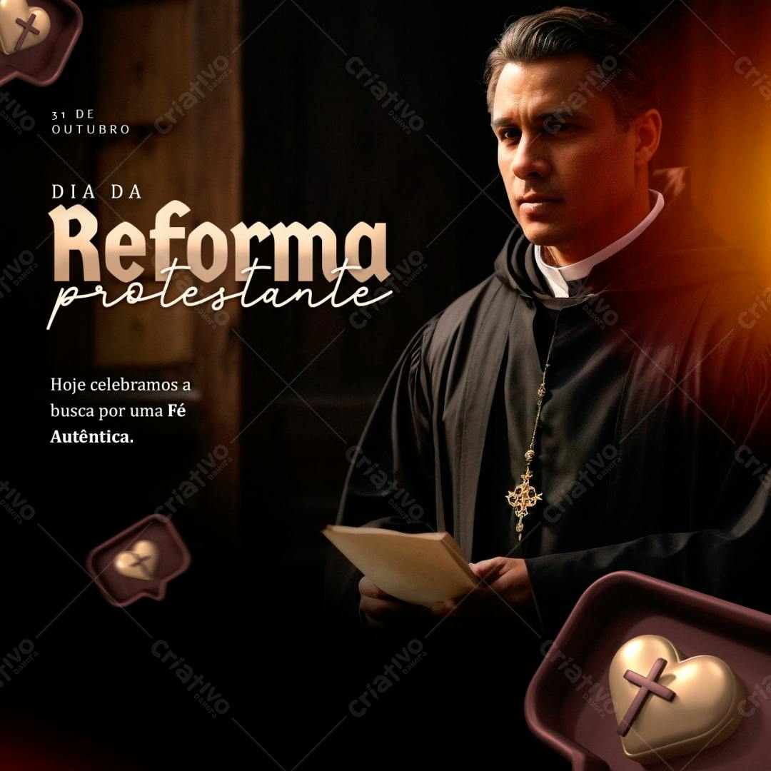 Post para Dia da Reforma Protestante PSD Editável