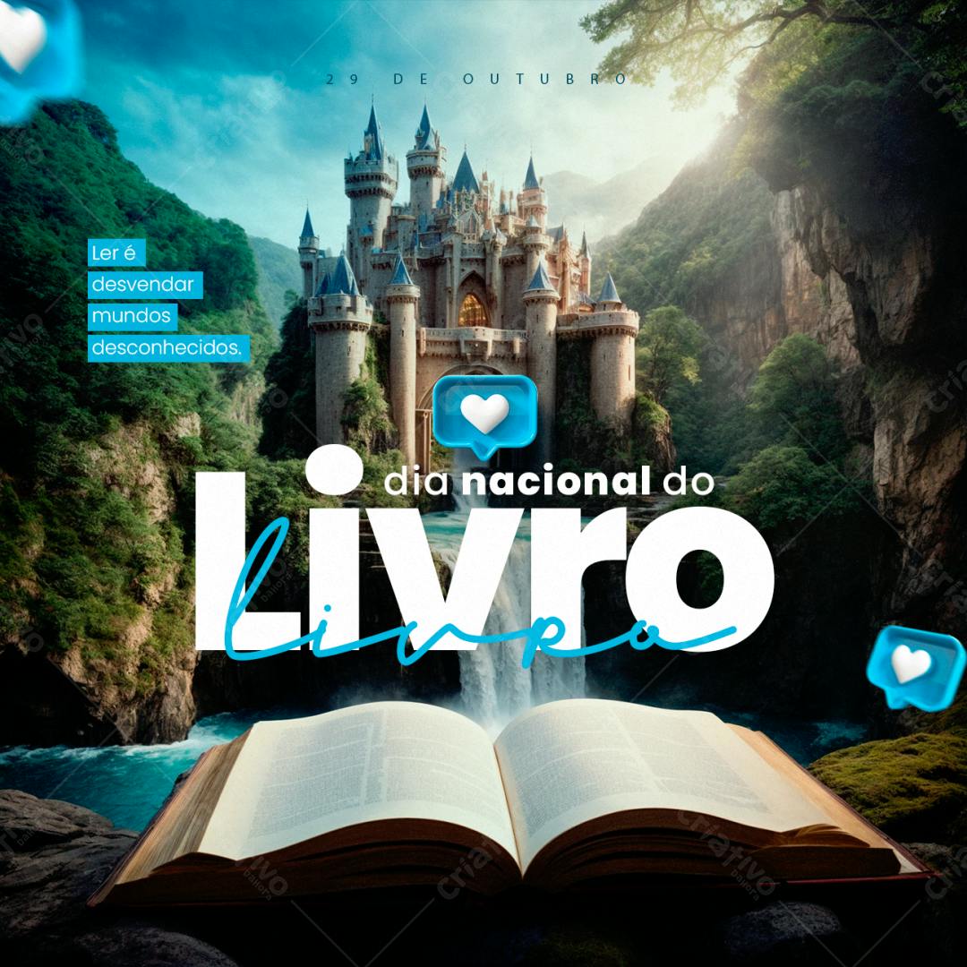 Flyer Dia Nacional do Livro PSD Editável