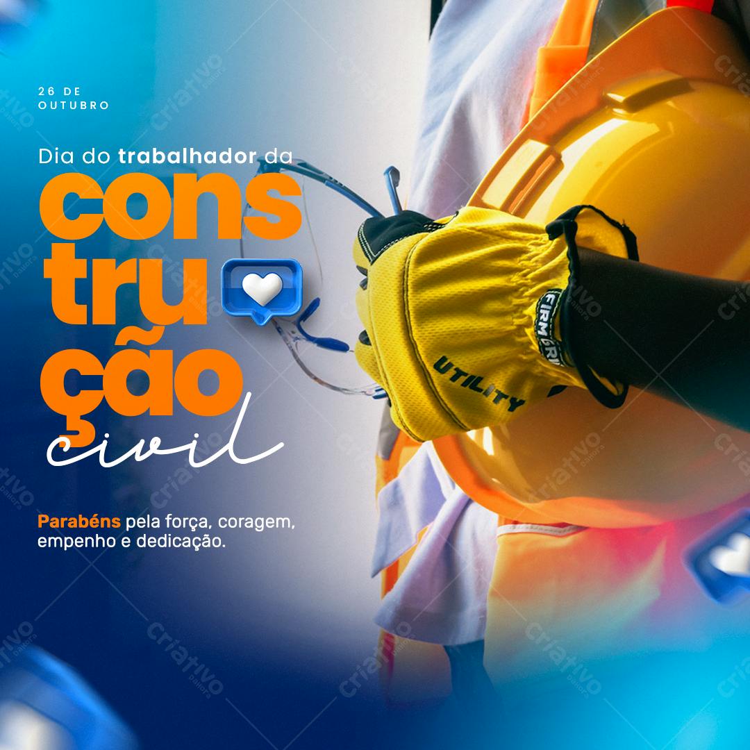 Postagem Dia do Trabalhador da Construção Civil PSD Editável