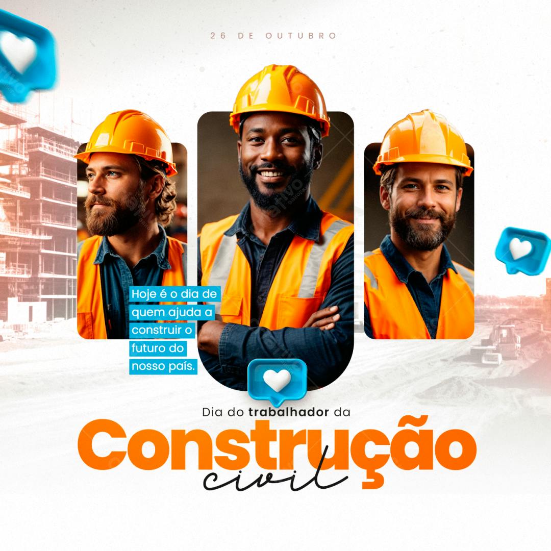 Postagem Dia do Trabalhador da Construção Civil PSD Editável
