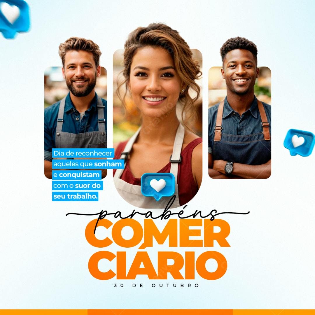 Post para o Dia do Comerciário PSD Editável