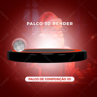 Palco 3D Render Composição Preto E Vermelho Natal